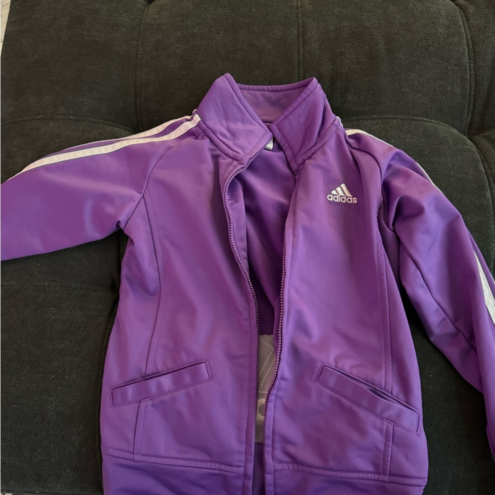 Adidas Kids Jogger Set in Vibrant Purple - Picture 2 of 6